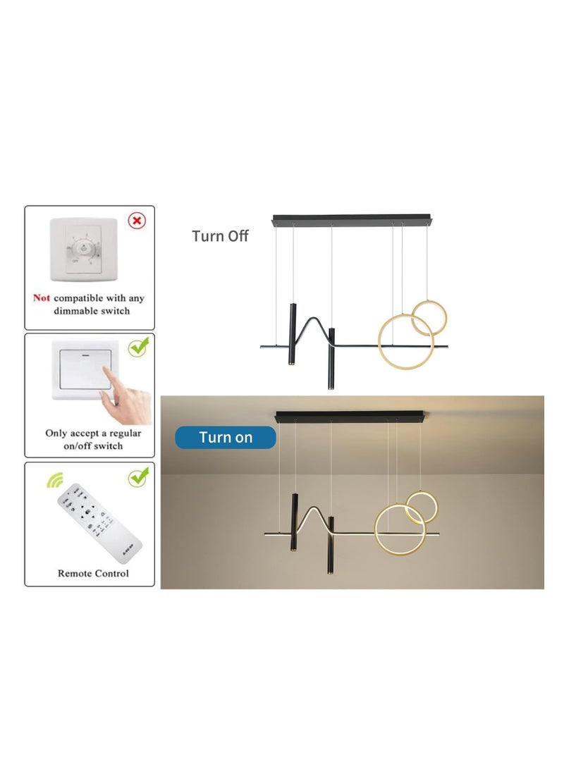 Ganeed Modern LED Pendant Light, Dimmable Creative LED Chandelier Linear Wave Light Fixture, LED Hanging Light Fixture for Dining Room Kitchen Island Living Room Breakfast Area (45W Black & Gold) - Image 5