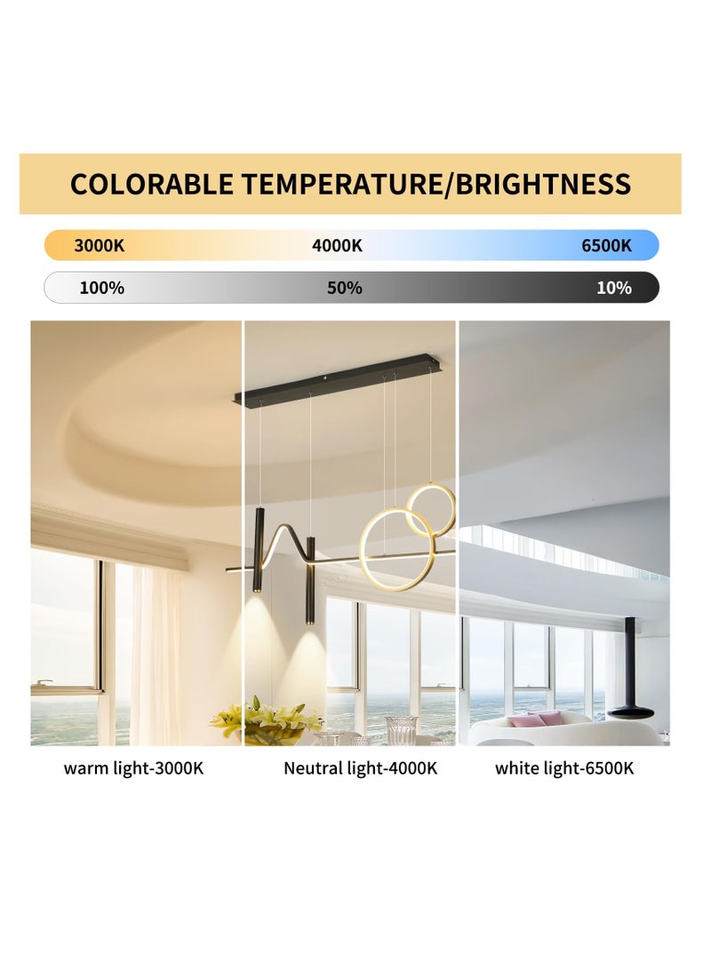 Ganeed Modern LED Pendant Light, Dimmable Creative LED Chandelier Linear Wave Light Fixture, LED Hanging Light Fixture for Dining Room Kitchen Island Living Room Breakfast Area (45W Black & Gold) - Image 4