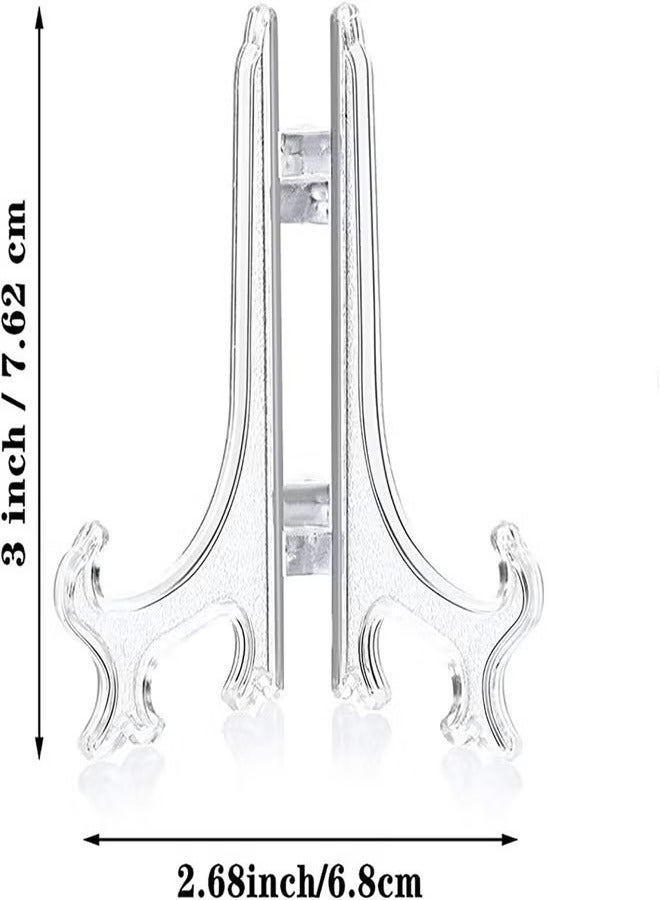 Unewshi Clear Plate Stand, 36 Pack Acrylic Easel Plate Display Stands Plastic Easels Display Clear Plate Holders for Display Picture Photo Artwork Plate, 4 Inches  - Image 2