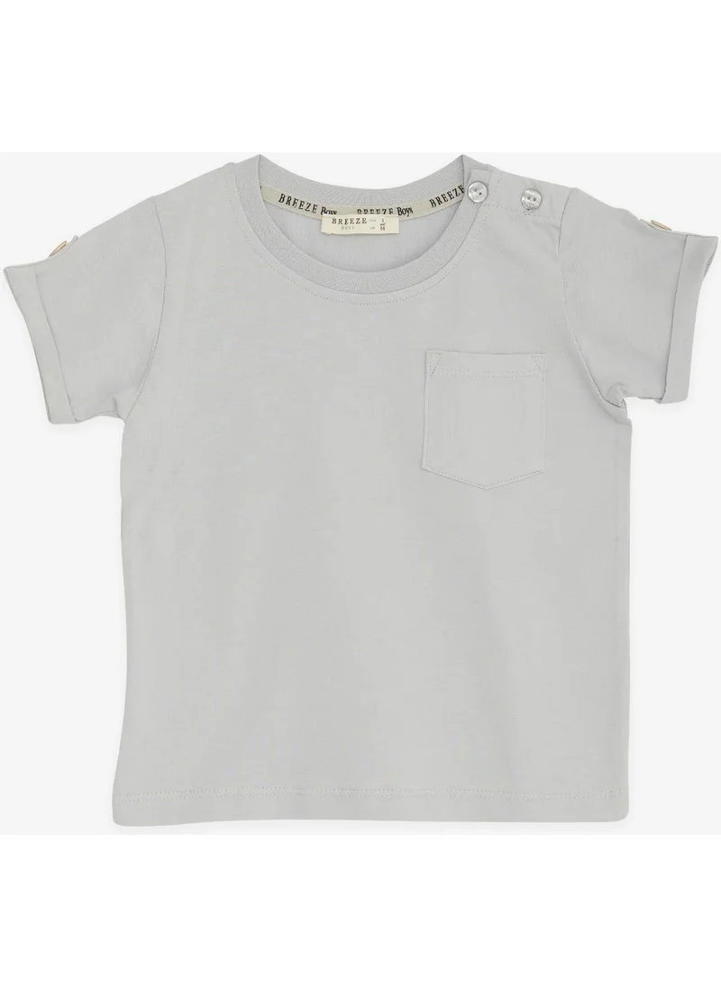 Breeze Baby Boy T-Shirt with Pockets and Buttons on Sleeves and Accessories 9 Months-3 Years, Gray