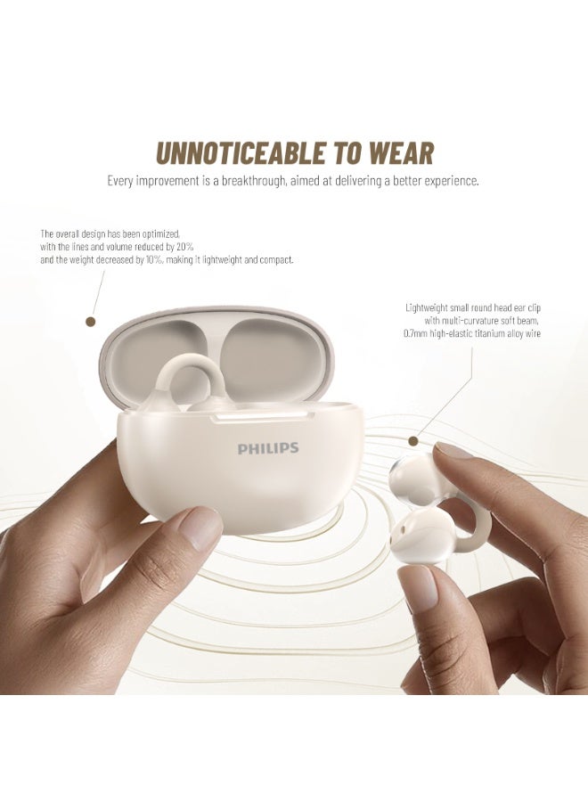 Philips TAQ2320, Earphone,True Open Ear Headphones,True Wireless Earbuds, 22H Playtime, IP54 Water and Dust Proof with  ANC,AI Call Noise Reduction,Sterling Sound, Secure Fit and Comfort, For Sports, Work White - Image 2
