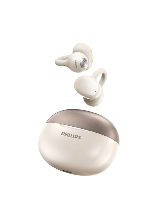 Philips TAQ2320, Earphone,True Open Ear Headphones,True Wireless Earbuds, 22H Playtime, IP54 Water and Dust Proof with  ANC,AI Call Noise Reduction,Sterling Sound, Secure Fit and Comfort, For Sports, Work White - Image 1