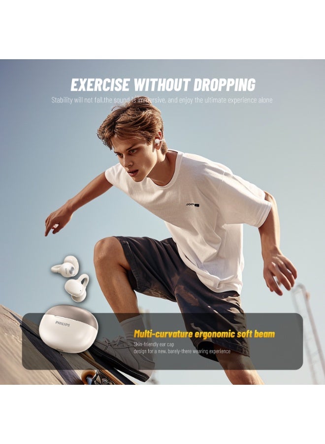 Philips TAQ2320, Earphone,True Open Ear Headphones,True Wireless Earbuds, 22H Playtime, IP54 Water and Dust Proof with  ANC,AI Call Noise Reduction,Sterling Sound, Secure Fit and Comfort, For Sports, Work White - Image 5