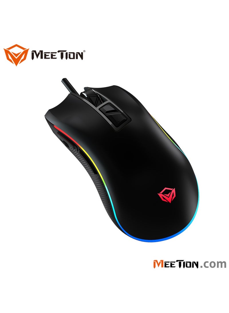 Meetion - MT-G3330 High Performance Gaming Mouse Optical Wired Mouse with 8000 Adjustable DPI with RGB Light Weight Hyper Scroll Tilt Wheel Classic Black Back Lighting Elevate Your Gameplay Stylish - Image 1