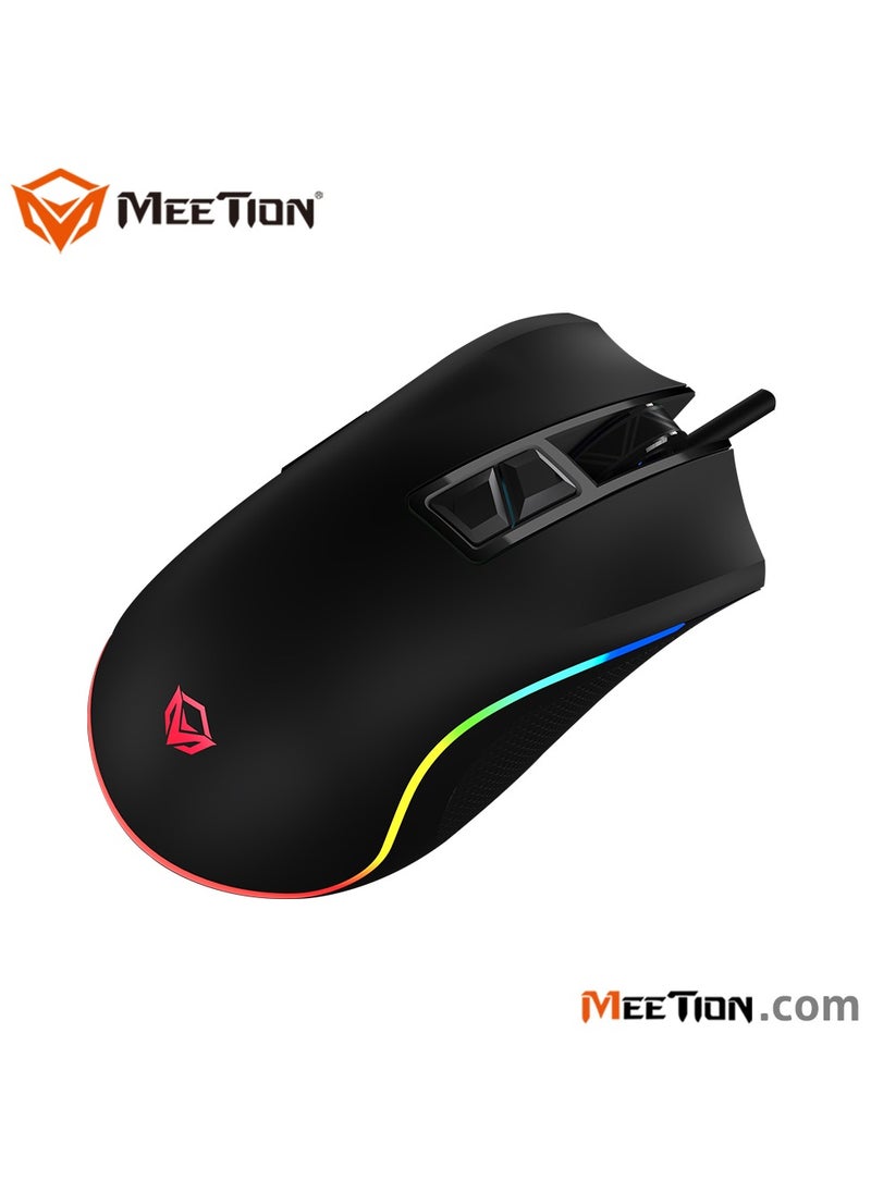 Meetion - MT-G3330 High Performance Gaming Mouse Optical Wired Mouse with 8000 Adjustable DPI with RGB Light Weight Hyper Scroll Tilt Wheel Classic Black Back Lighting Elevate Your Gameplay Stylish - Image 1