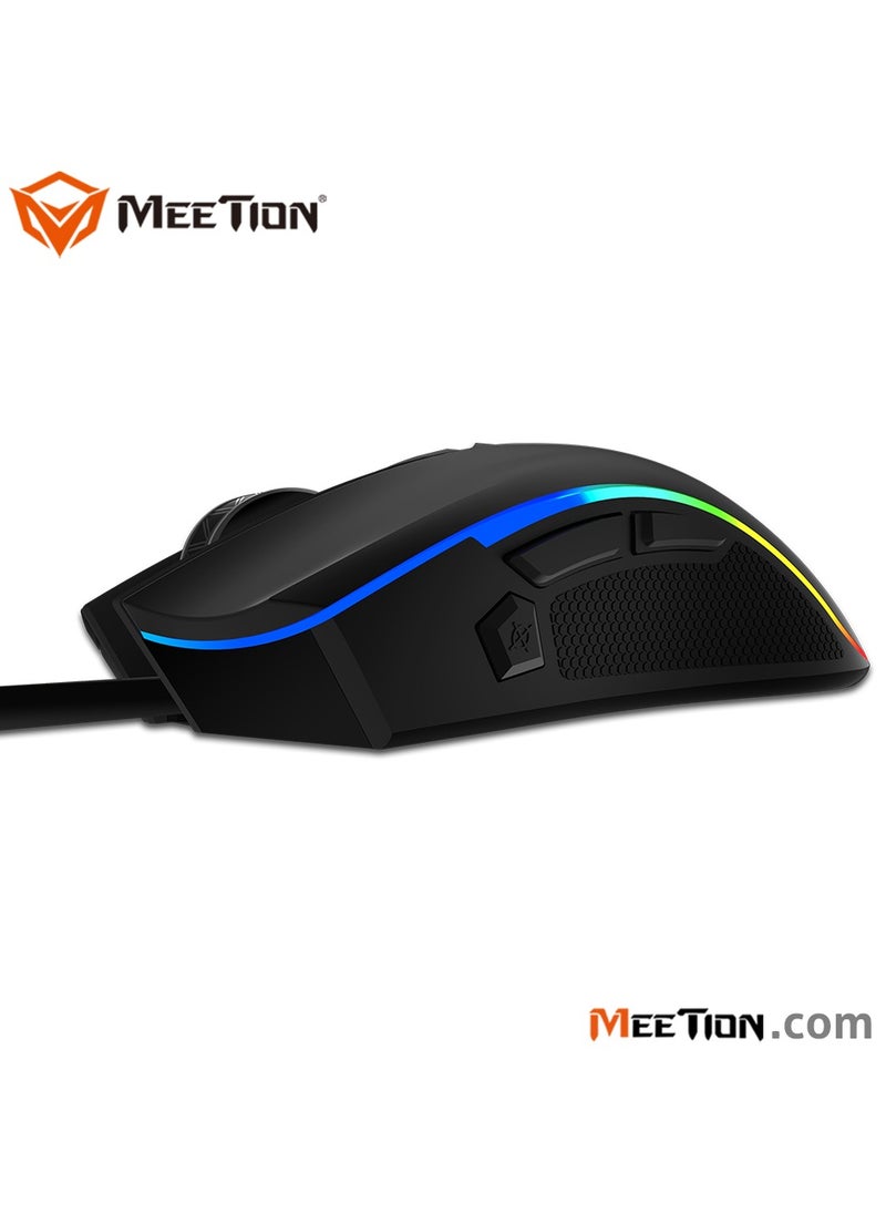 Meetion - MT-G3330 High Performance Gaming Mouse Optical Wired Mouse with 8000 Adjustable DPI with RGB Light Weight Hyper Scroll Tilt Wheel Classic Black Back Lighting Elevate Your Gameplay Stylish - Image 1