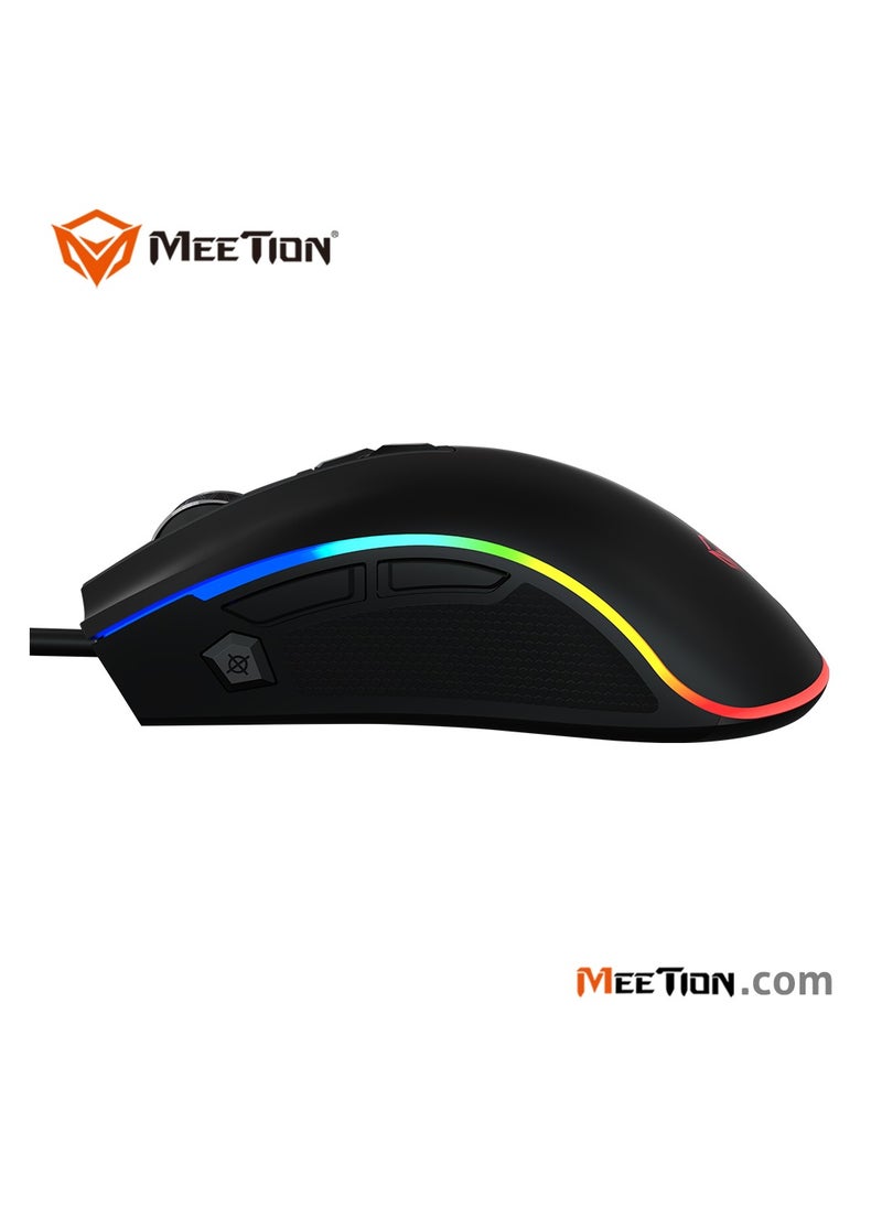 Meetion - MT-G3330 High Performance Gaming Mouse Optical Wired Mouse with 8000 Adjustable DPI with RGB Light Weight Hyper Scroll Tilt Wheel Classic Black Back Lighting Elevate Your Gameplay Stylish - Image 1