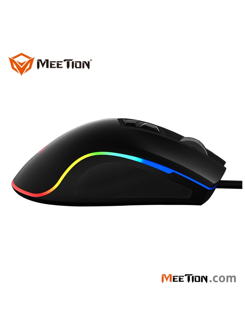 Meetion - MT-G3330 High Performance Gaming Mouse Optical Wired Mouse with 8000 Adjustable DPI with RGB Light Weight Hyper Scroll Tilt Wheel Classic Black Back Lighting Elevate Your Gameplay Stylish - Image 1