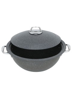 Alsaif Gallery Al Saif Gallery granite pot, 30 cm, deep - silver  - Image 2