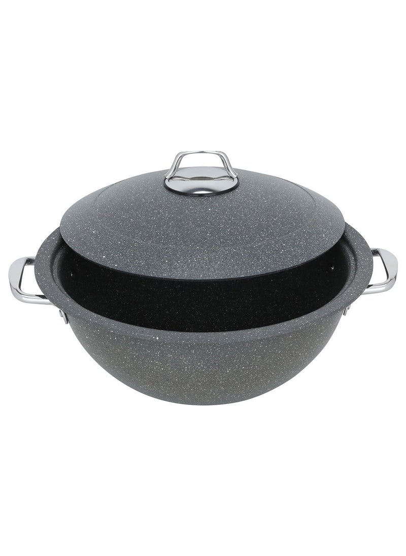 Alsaif Gallery - Al Saif Gallery granite pot, 30 cm, deep - silver - Image 1