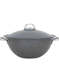 Alsaif Gallery Al Saif Gallery granite pot, 30 cm, deep - silver  - Image 1