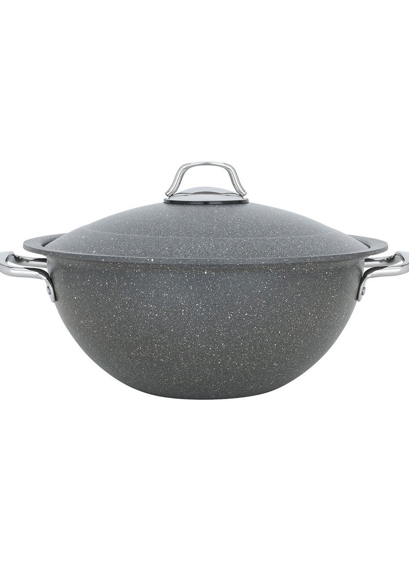 Alsaif Gallery - Al Saif Gallery granite pot, 30 cm, deep - silver - Image 1