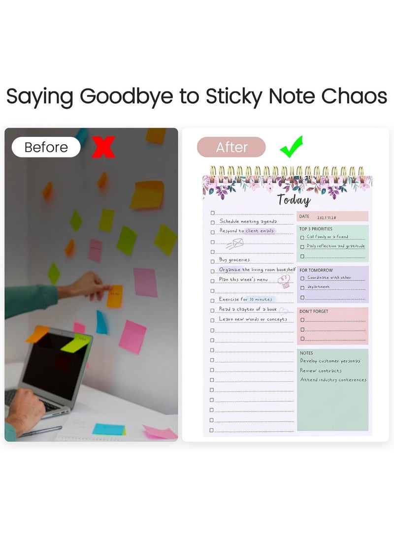 مفكرة قائمة المهام، 104 صفحة مفكرة قائمة المهام B5 مفكرة مخطط يومي غير مؤرخة مع قائمة التحقق من المهام مستلزمات مدرسة وزارة الداخلية، الربط الحلقي المزدوج المفكرة غير مؤرخة مخطط يومي مثالي لتعزيز الإنتاجية وتحقيق الهدف - Image 2