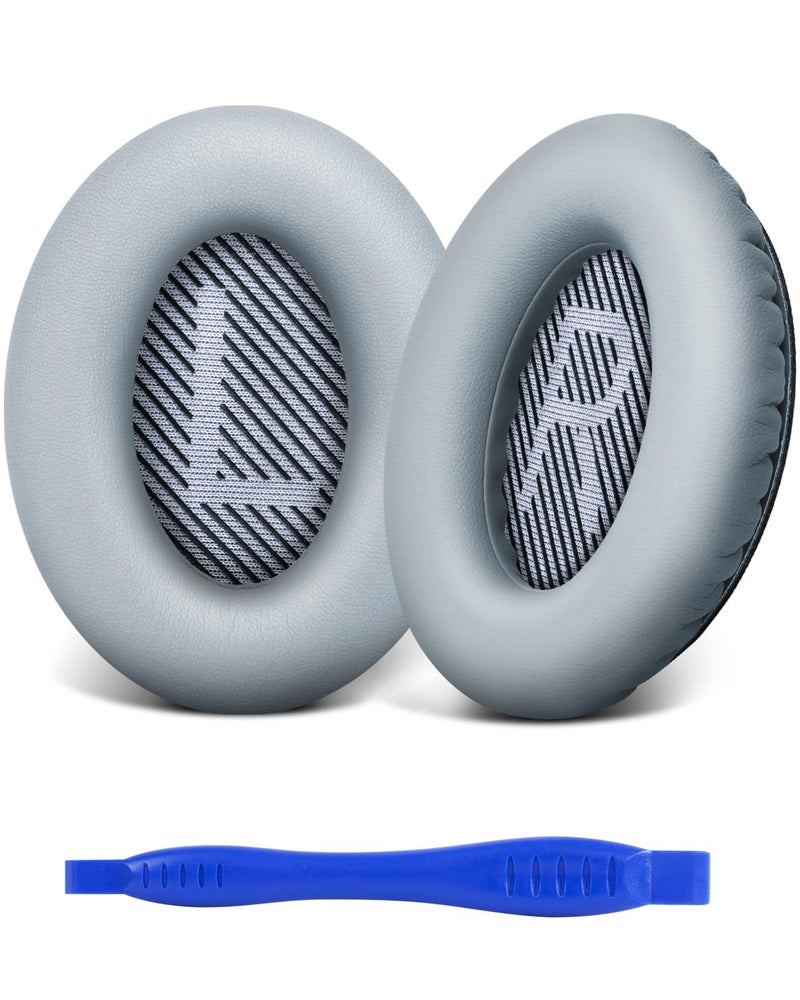 Link Dream Replacement Ear Cushions for Bose Quiet Comfort 35 Soft Protein Leather Replacement Ear Pad for Bose QC 35/25 / 15 QC2 / Ae2 / Ae2i / Ae2W / Sound Link/Sound True (Light Grey) - Image 1