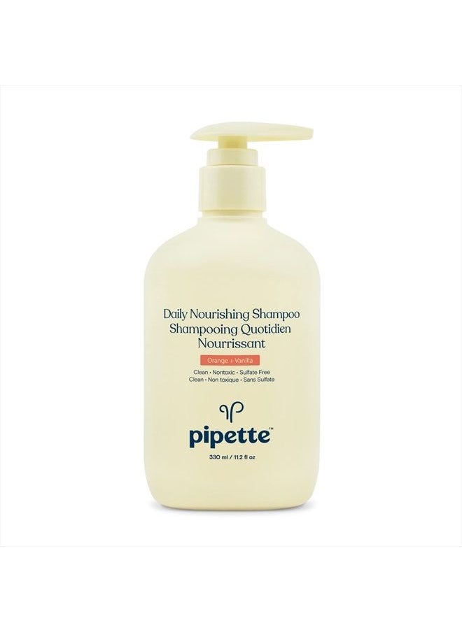 pipette Daily Nourishing Shampoo - Tear Free Shampoo for Kids, Adds Moisture, 100% Plant-Derived Squalane and Quinoa, Orange + Vanilla Aroma, 11.2 fl oz  - Image 1