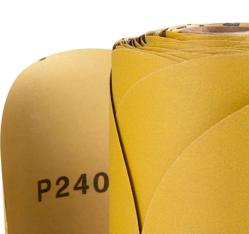 S SATC Premium Gold Sandpaper 6 Inch 100 PCS Sanding Discs 240 Grit Self Adhesive Stickyback Sandpaper Roll Aluminum Oxide PSA Sandpaper Discs for Wood, Metal, and Car Paint - Image 5