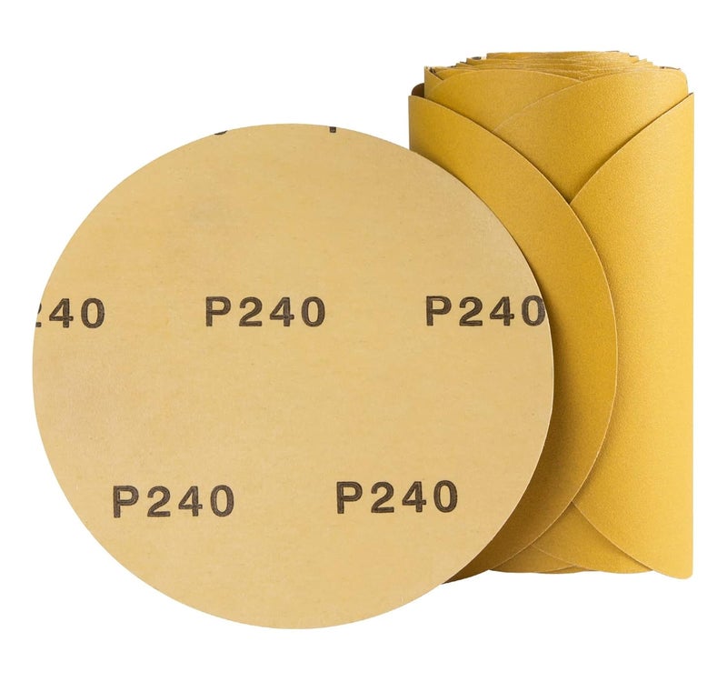 S SATC Premium Gold Sandpaper 6 Inch 100 PCS Sanding Discs 240 Grit Self Adhesive Stickyback Sandpaper Roll Aluminum Oxide PSA Sandpaper Discs for Wood, Metal, and Car Paint - Image 2