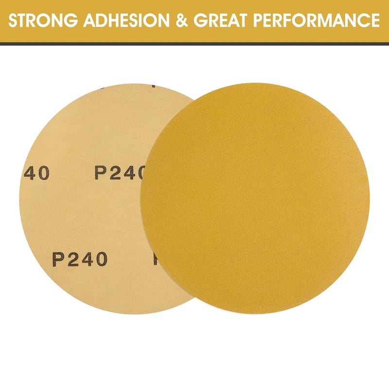 S SATC Premium Gold Sandpaper 6 Inch 100 PCS Sanding Discs 240 Grit Self Adhesive Stickyback Sandpaper Roll Aluminum Oxide PSA Sandpaper Discs for Wood, Metal, and Car Paint - Image 4