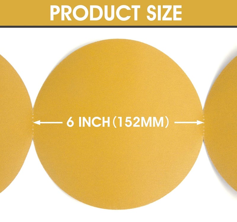 S SATC Premium Gold Sandpaper 6 Inch 100 PCS Sanding Discs 240 Grit Self Adhesive Stickyback Sandpaper Roll Aluminum Oxide PSA Sandpaper Discs for Wood, Metal, and Car Paint - Image 3