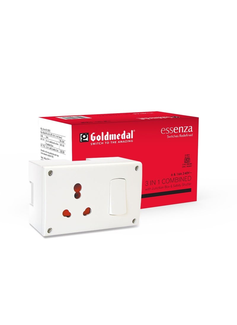 GOLD MEDAL - Goldmedal Essenza 3x1 16A Switch Socket Combined with Porcelain Junction Box - Image 1