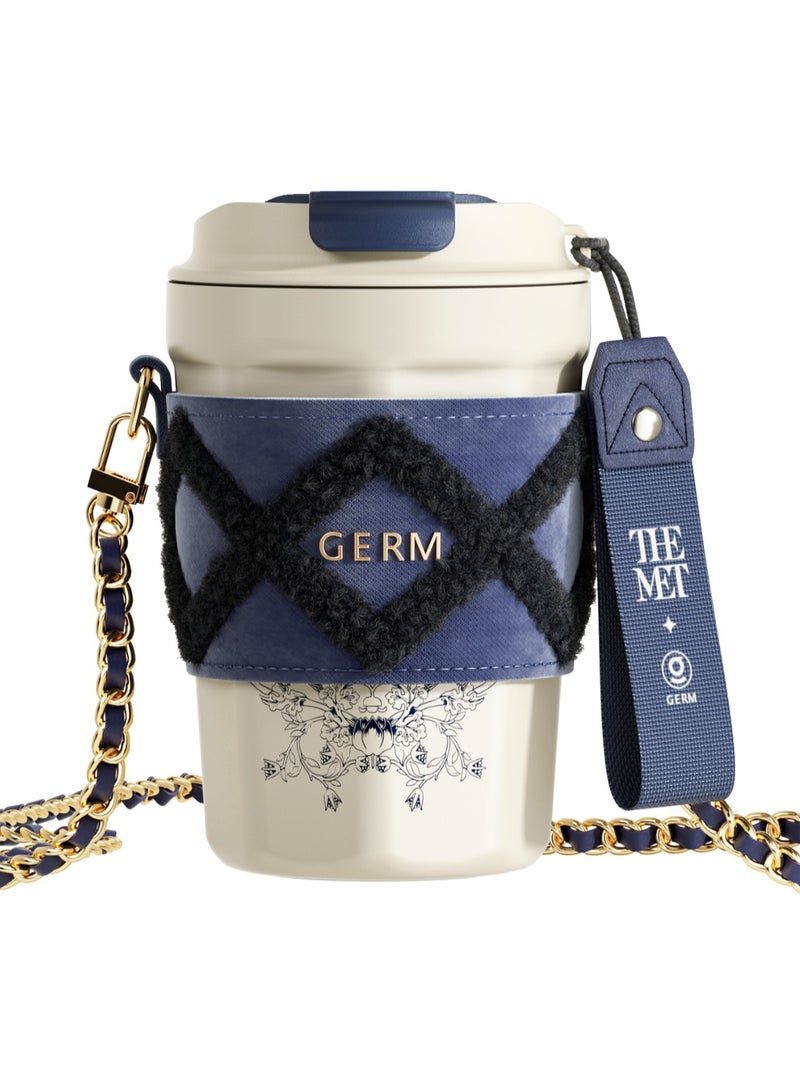 GERM Oriental Blue Octagon Vacuum Tumbler 390ml | GERM × THE MET Regal Bloom Stainless Steel Insulated Mug | BPA-Free, Leak-Proof Art Series Thermos Cup | Hot & Cold Travel Flask | Elegant Museum-Inspired Design - Image 1