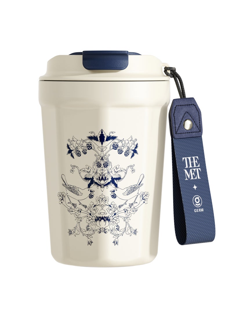 GERM Oriental Blue Octagon Vacuum Tumbler 390ml | GERM × THE MET Regal Bloom Stainless Steel Insulated Mug | BPA-Free, Leak-Proof Art Series Thermos Cup | Hot & Cold Travel Flask | Elegant Museum-Inspired Design - Image 2