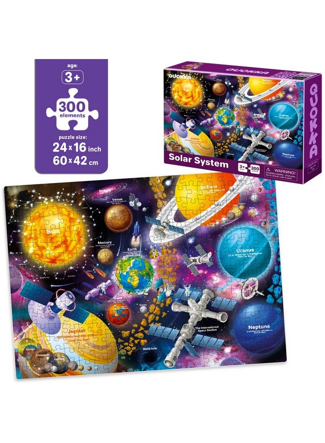 QUOKKA Puzzles for Kids Ages 4-6 - 3 Set 300 Piece Puzzles for Kids 6-8 - Learning Map of The United States World Space Puzzle - Educational Games for Kid 8-10 - Toys for 12 Year Old Boys and Girls - Image 2