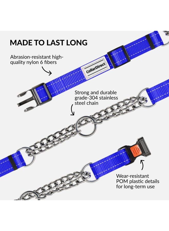CollarDirect Martingale Dog Collar with Stainless Steel Chain and Quick Release Buckle - Reflective Collar for Large, Medium, Small Dogs - Blue, Small (Neck Size 12"-15") - Image 4