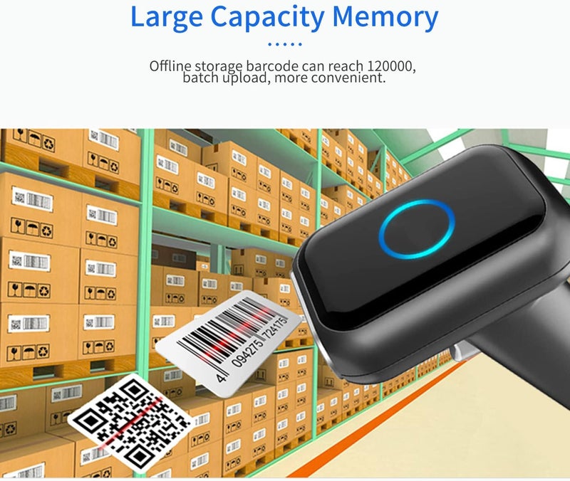 High Speed Barcode Scanner, 1D/2D/QR Code Scanner 2.4G Wireless & USB Wired Bar Code Reader with Multi-Functional Base for Supermarket Retail Library Logistics Warehouse - Image 3