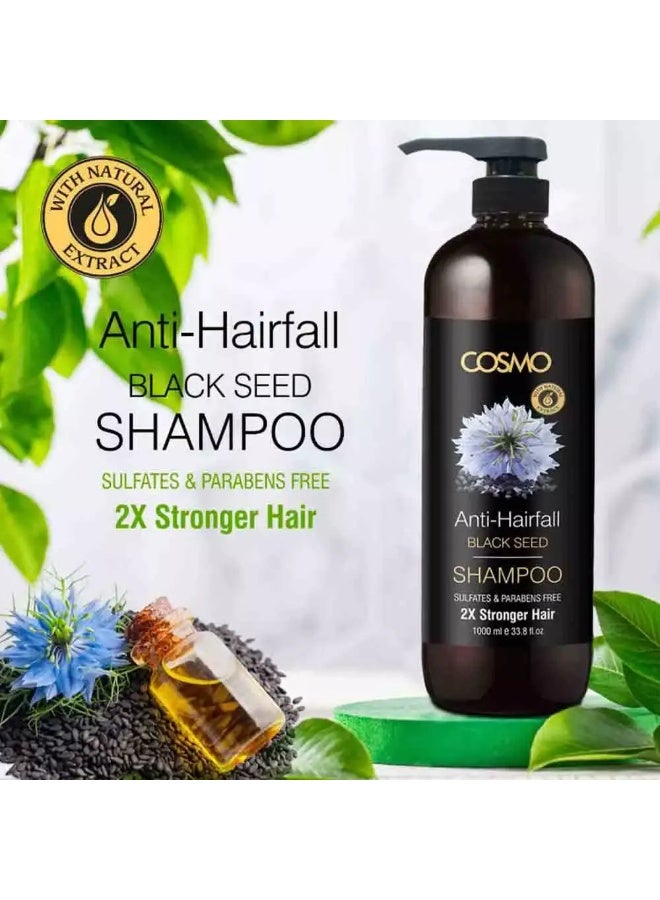 COSMO شامبو كوزمو المضاد لتساقط الشعر بزيت الحبة السوداء - أقوى 2x - 1000 مل - Image 2