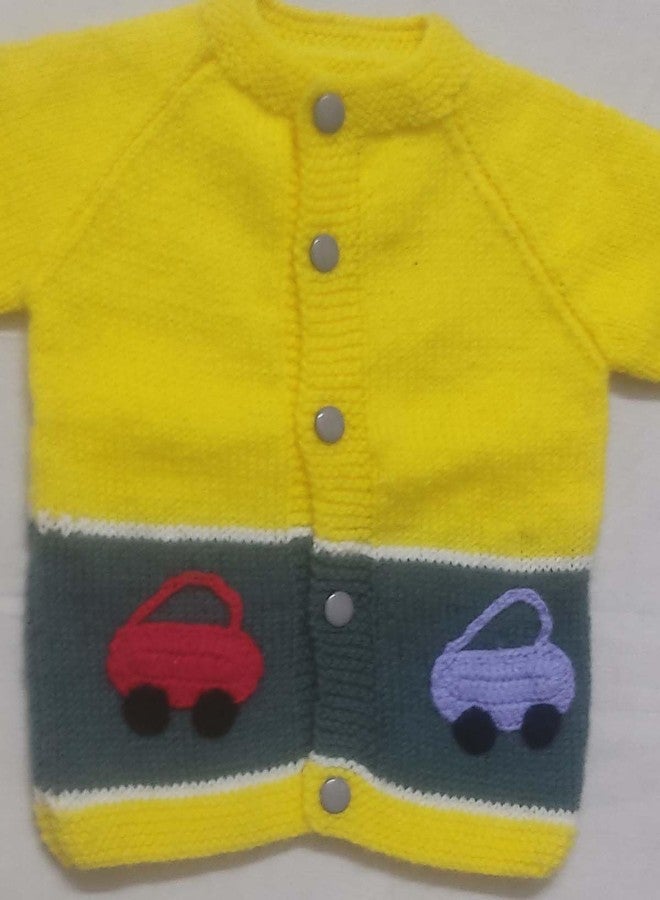 Cute Collection Hand Knitted Woolen Sweater with Cap and Socks Set for Winter 6-12 Months Baby and New Born Baby - Image 4