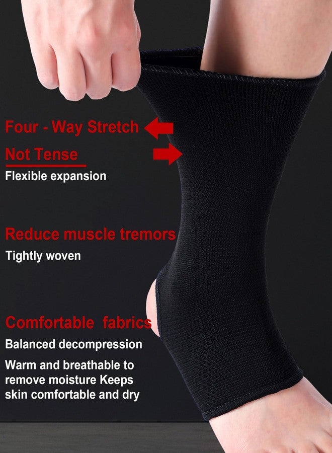 Handepo 4 Pairs Muay Thai Ankle Wraps MMA Compression Foot Sleeve Ankle Braces Sock Support for Men Women Kickboxing Martial Arts Gym Running Sports(Black, Red, Blue, Gray) - Image 2