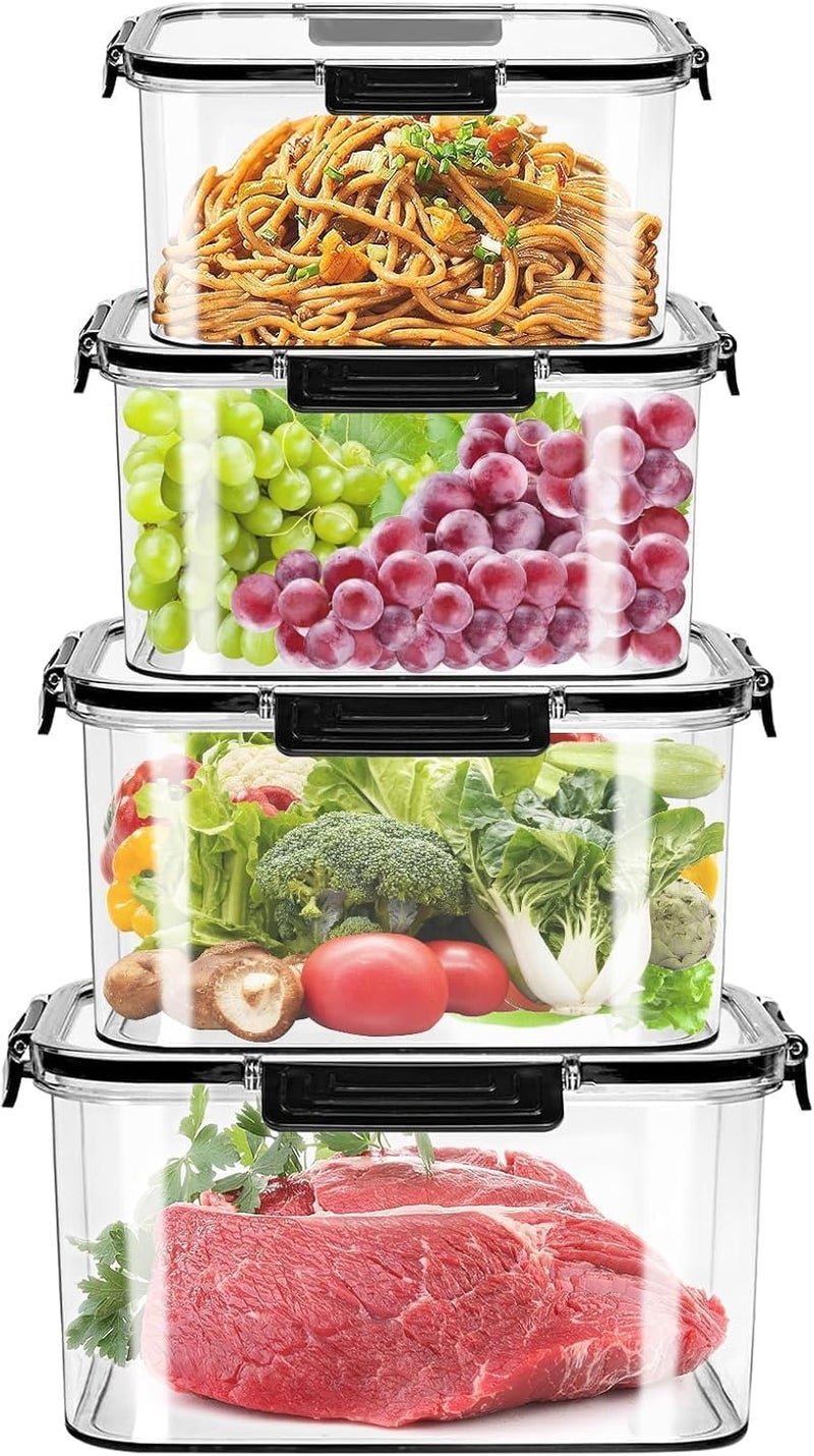 إل ديس مجموعة المكونة من 4 قطع لحاويات تخزين الطعام بأغطية قفل محكمة مطورة | خالية من BPA، مانعة للتسرب 100% ومحكمة الإغلاق لحاويات تحضير الوجبات | آمنة للاستخدام في الفريزر والميكروويف وغسالة الأطباق. - Image 1