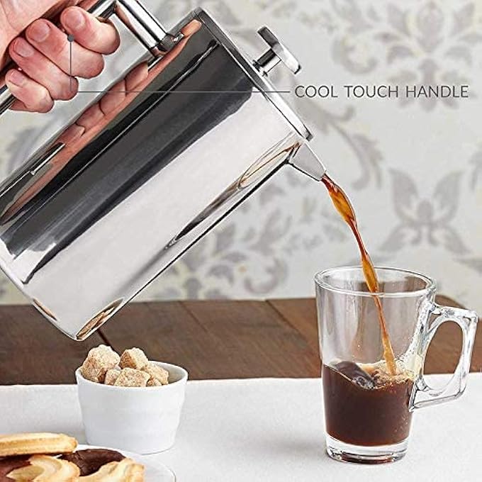 NicoSeeWonder 350Ml French Press Coffee Maker Double Wall Insulation 188 Stainless Steel Heat Resistant Tea Or Cafetiere Kettle Set - Image 5