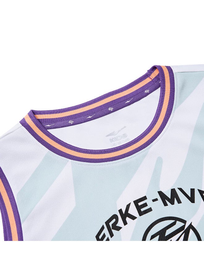 Erke Boys' Big Kids Set Children'S Summer Outdoor Sports Basketball Set White 170 - Image 1