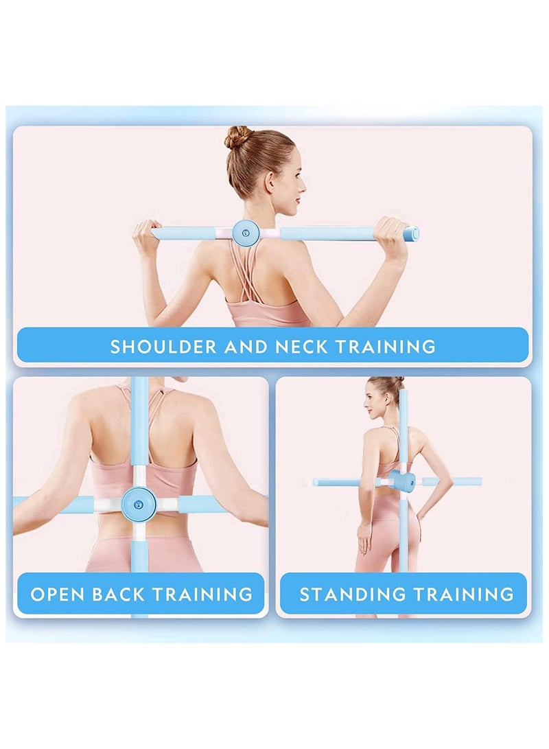 AUTOYSUR Yoga Sticks Stretching Tool Retractable Posture Corrector Humpback Correction Stick Open Shoulders and Open Back for Adult and Child Posture Corrector 90 Degree Rotatable Yoga Body Sticks (Blue) - Image 4