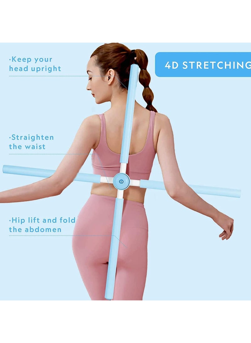 AUTOYSUR Yoga Sticks Stretching Tool Retractable Posture Corrector Humpback Correction Stick Open Shoulders and Open Back for Adult and Child Posture Corrector 90 Degree Rotatable Yoga Body Sticks (Blue) - Image 5