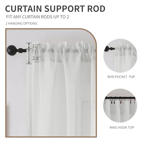 CUCRAF Off White Sheer Curtains Panels for Living Room Bedroom Window Treatment Dual Rod Pocket (54 Wide x 63 inches Long, Set of 2) - Image 4