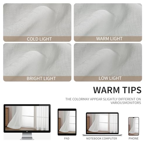 CUCRAF Off White Sheer Curtains Panels for Living Room Bedroom Window Treatment Dual Rod Pocket (54 Wide x 63 inches Long, Set of 2) - Image 3