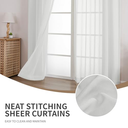 CUCRAF Off White Sheer Curtains Panels for Living Room Bedroom Window Treatment Dual Rod Pocket (54 Wide x 63 inches Long, Set of 2) - Image 2