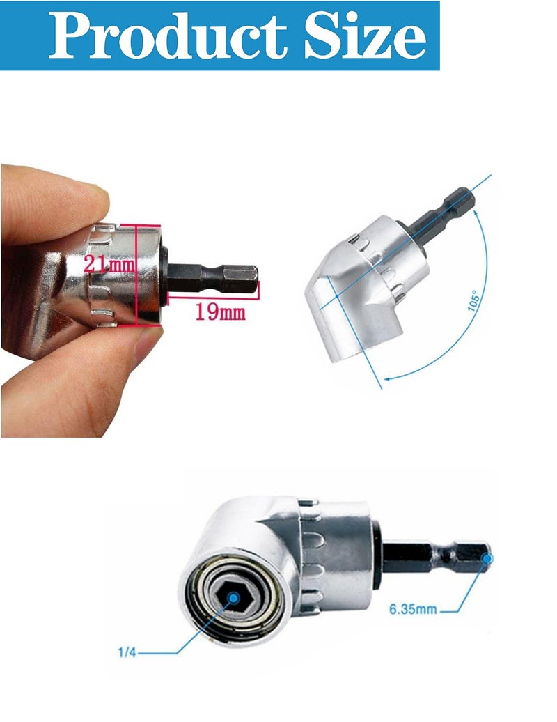 GTC Heavy duty 105° Right Angle Power Drill Adapter with Magnetic Bit Socket and Quick Change Drive (DDC-3018) - Image 3