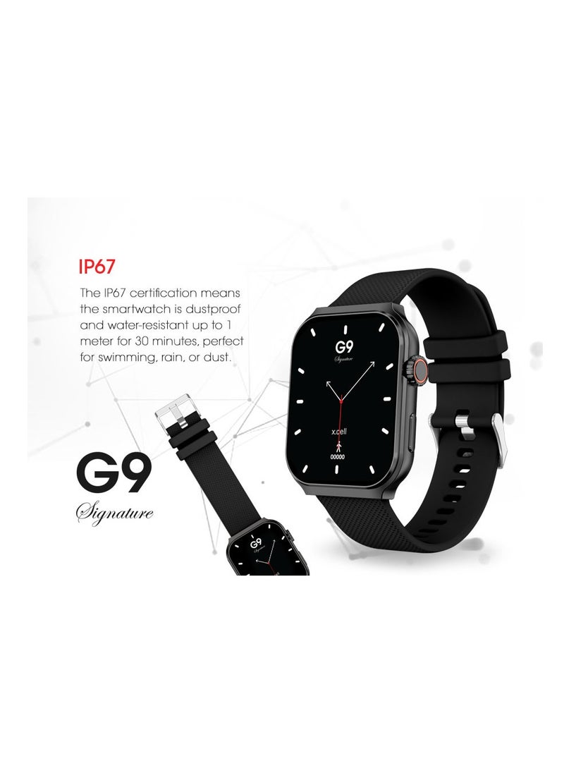 X.Cell - G9 Signature Unisex Smart Watch, 2.01” HD Display with IP67 Water Proof, Fitness Tracker with 107 Workout Options, 7+ Days Battery with Wireless Charging, Compatible with iOS & Android - Black - Image 1