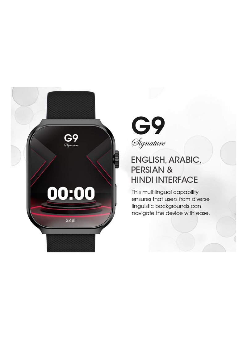 X.Cell - G9 Signature Unisex Smart Watch, 2.01” HD Display with IP67 Water Proof, Fitness Tracker with 107 Workout Options, 7+ Days Battery with Wireless Charging, Compatible with iOS & Android - Black - Image 1