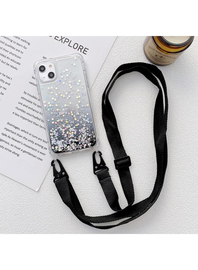 S-TOP Case For iPhone 15 Gradient Glitter Epoxy TPU Thickened Acrylic Phone Case with Wide Lanyard - Image 1