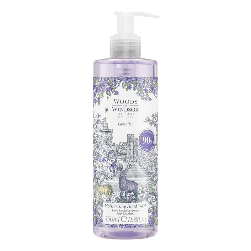 Woods of Windsor Lavender Hand Wash Moisturizing Soap with Notes of Patchouli and Musk Liquid Hand Soap with Pump to Help Soften and Moisturize Skin Lavender Scent 350ml
