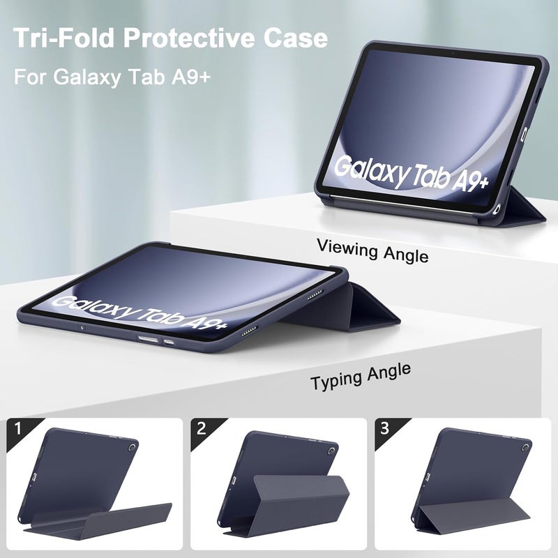 Demark Case for Galaxy Tab A9+11 inch 2023 Cover, Slim Stand Hard Back Shell Protective Cover with Auto Wake/Sleep for for Tab A9 Plus Tablet (SM-X210/X216/X218) (Dark Blue) - Image 3