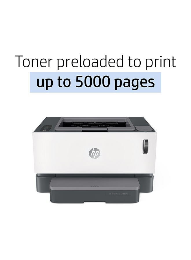 HP طابعة ليزر نيفر ستوب 1000W لاسلكية من إتش بي - بسرعة طباعة تصل إلى 21 صفحة في الدقيقة ومزودة مسبقاً بمسحوق الحبر لطباعة ما يصل إلى 5000 صفحة - اللون أبيض [طراز 4RY23A] أبيض/رمادي - Image 2