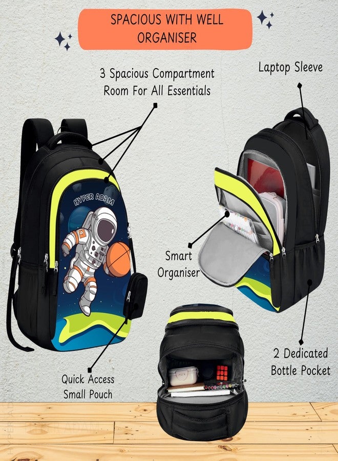هايبر آدم حقيبة ظهر مدرسية هايبر آدم سعة 35 لترًا، حقيبة ظهر جامعية للسفر والمكتب، حقيبة ظهر متعددة الأغراض، حقيبة نزهة للأولاد والبنات (رائد فضاء) - Image 4