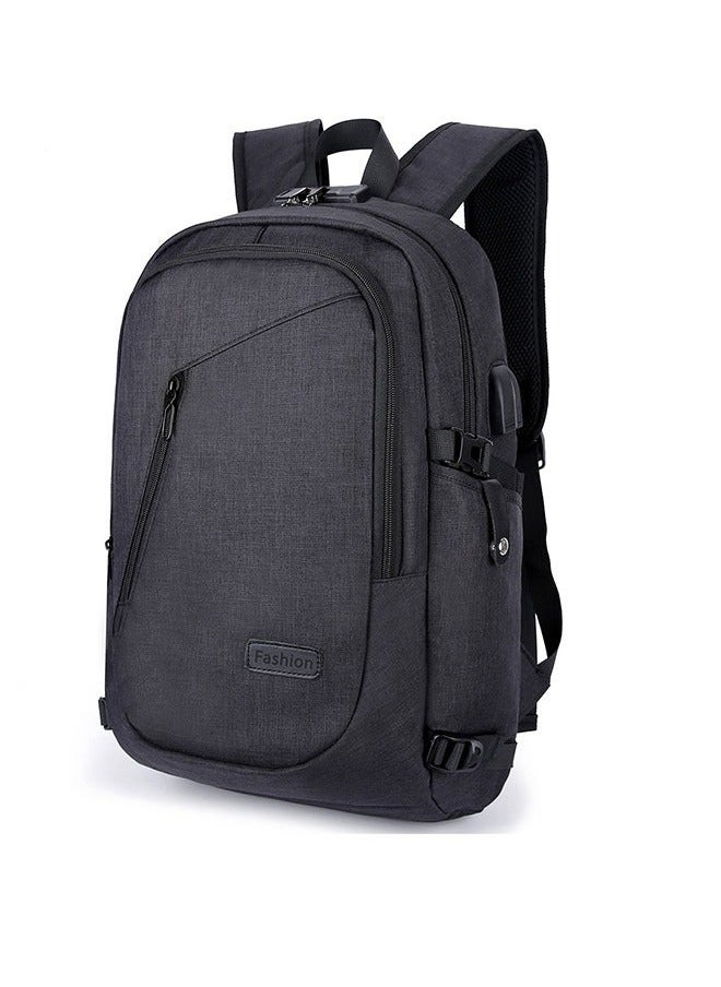 Anti-Theft Waterproof Oxford Laptop Bag With USB Charger Port And Headphone Jack - 15.6in (Black)