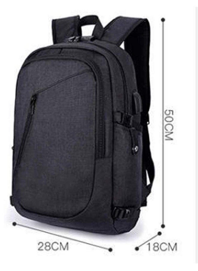 Anti-Theft Waterproof Oxford Laptop Bag With USB Charger Port And Headphone Jack - 15.6in (Black)